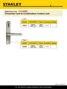 PROXIMITY CARD AND CODE COMBINATION DIGITAL LOCK