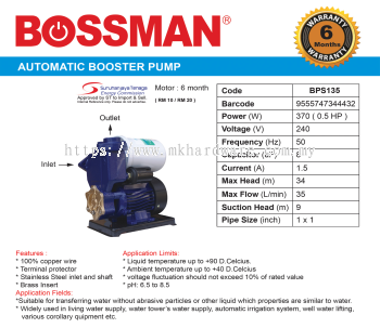 AUTOMATIC BOOSTER PUMP 0.5HP