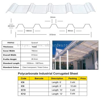 POLYCARBONATE INDUSTRIAL CORRUGATED SHEET