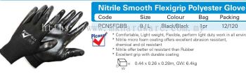 BLACK NITRILE SMOOTH FLEXIGRIP POLYESTER GLOVE