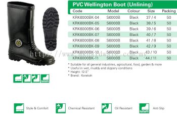 PVC WELLINGTON BOOT (UNLINING)