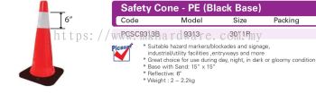 SAFETY CONE- PE (BLACK BASE)