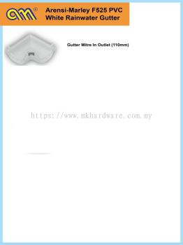 F525 WHITE PVC GUTTER MITRE IN OUTLET