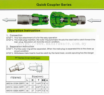 MEITE QUICK COUPLER SERIES - PF SERIES (INNER TOOTH TYPE)