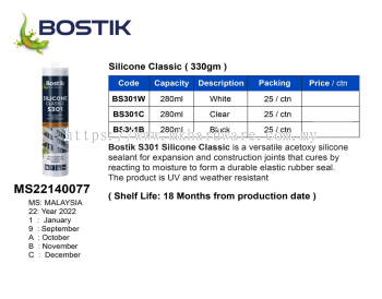 BOSTIK S301 SILICONE CLASSIC