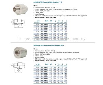 AQUASYSTEM THREADED MALE COUPLING PPR