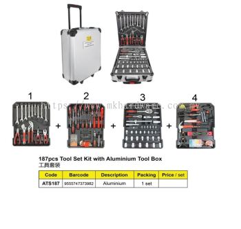 187 pcs TOOL SET WITH ALUMINIUM TOOL BOX