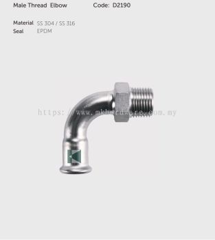 PTM STAINLESS STEEL PIPE FITTING MALE THREAD ELBOW