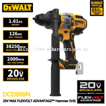 DeWALT CORDLESS HAMMER DRILL 20V Max Brushless Hammer Drill with FLEXVOLT ADVANTAGE DCD999N