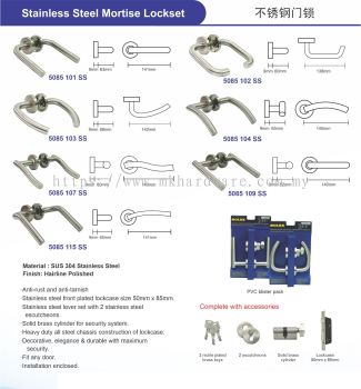 STAINLESS STEEL MORTISE LOCKSET