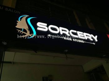 Sorcry Hair Salon Acrylic 3D box up with light box signboard at bandar bukit tinggi 2 klang