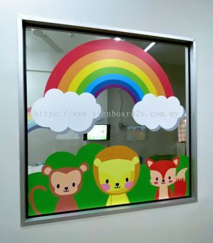 Glass Door Window Sticker Malaysia | Advertising Poster Shop Lot Retail Nursery School Kindergarten Tadika Education University| Supplier Printing Installer