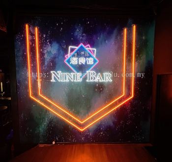 NINE BAR LED NEON LIGHT BAR LETTERING & LOGO SIGNAGE AT KLANG, SELANGOR, MALAYSIA