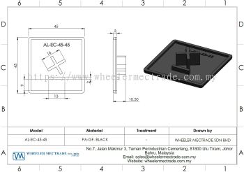 End Cap for Alu Profile 45 x 45, AL-EC-45-45