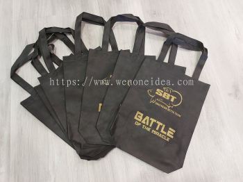Black Non Woven Bag with Matt Gold Silkscreen Printing