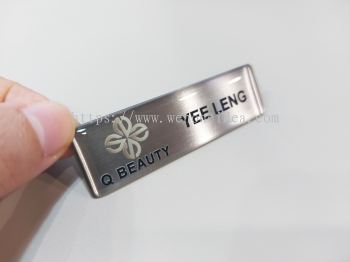 Epoxy Stainless Steel Name Tag with Metal Pin