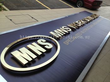 MNS Works -Gold stainless steel 3D box up lettering signage  