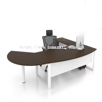 OLVA EXECUTIVE OFFICE TABLE D-SHAPE WITH SIDE CONNECTION & FIXED PEDESTAL 3D SRI PETALING KL
