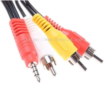  832-6278 - RS PRO 1.8m 3.5 mm Stereo Male Jack to Male RCA Jack x 3 Audio Cable Assembly