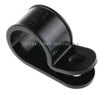 614-019 - RS PRO Cable Clip Black Screw Nylon P Clamp, 20mm Max. Bundle