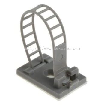 404-455 - RS PRO Cable Clip Grey Self Adhesive Nylon Adjustable Clamp, 17mm Max. Bundle