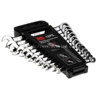 487-191 - RS PRO 12 Piece Chrome Vanadium Steel Ratchet Spanner Set