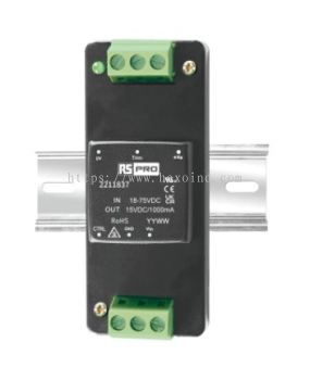 221-1837 - RS PRO DIN Rail Power Supply 18 → 75V Input, 15V Output, 1A 15W