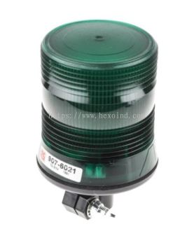 907-6021 - RS PRO Green LED Flashing Beacon, 10  30 V dc, DIN Mount, Tube Mount, IP56