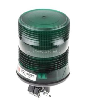 907-6021 - RS PRO Green LED Flashing Beacon, 10 → 30 V dc, DIN Mount, Tube Mount, IP56