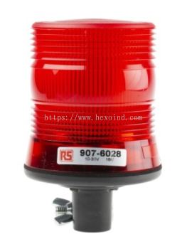  907-6028 - RS PRO Red LED Flashing Beacon, 10 → 30 V dc, DIN Mount, Tube Mount, IP56