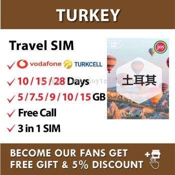 Jtravel 【Turkey】【10 / 15 / 28 days】Turkey Travel Prepaid Sim Card