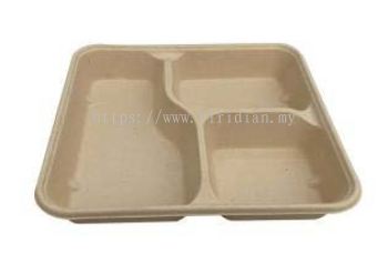 Sugar Bagasse - 3 Compartment Food Container