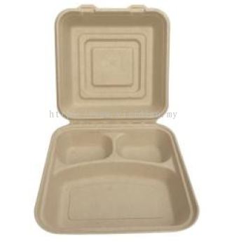 Sugar Bagasse - 10inch 3 Compartment Lunch Box