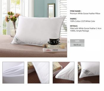 7 Premium White Goose Feather Pillow