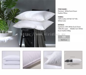 12 Premium White Duck Down Feather Pillow