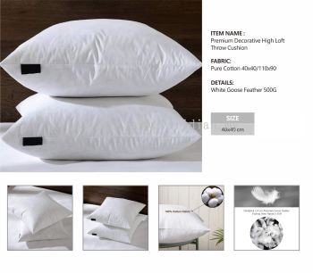 Premium Pillow - White Duck Down/White Duck Feather/White Goose Down/White Goose Feather WGF