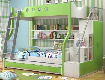 MDF Bunk Bed + Ladder Wardrobe & Drawer + Drag Bed with 3 drawers - Z1931G