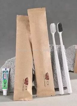 Bamboo tooth brush kraft paper bag and colgate tooth paste