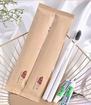 Bamboo tooth brush kraft paper bag and colgate tooth paste 2