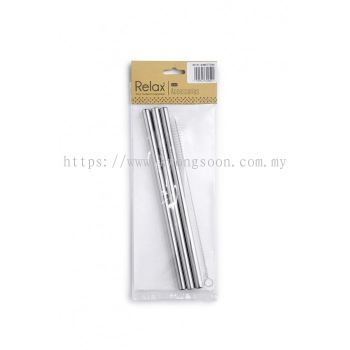 3PCS 21.5CM STAINLESS STEEL STRAW (STRAIGHT + THICK)+ 1PC BRUSH