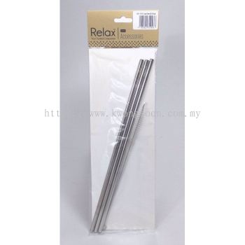 3PCS REUSABLE STAINLESS STEEL STRAW (26.5CM STRAIGHT) + 1PC BRUSH - D2002-90