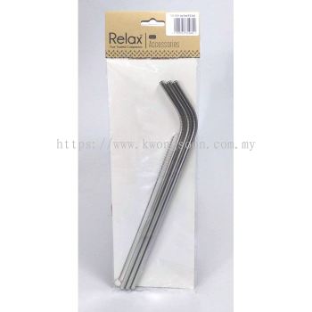 3PCS REUSABLE STAINLESS STEEL STRAW (26.5CM BEND) + 1PC BRUSH