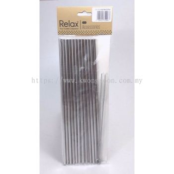 12PCS REUSABLE STAINLESS STEEL STRAW (26.5CM STRAIGHT) + 1 BRUSH - D2002-91