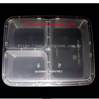 1200 Three Compartment Container Microwave Reheatable