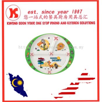 Melamine Plate With Compartment Bowl Cup Spoon And Fork Green Animal Series