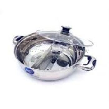 TOFFI SINGLE DUAL STEAMBOAT POT STAINLESS STEEL