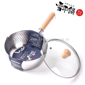 Japan Stainless Steel Snow Pan (Glass Lid) Sauce Pan Milk Noodle Soup Cooking Pot Frying Pan Kuali M