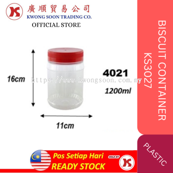 PET BOTTLE CONTAINER 3027 4021 / BISCUIT CONTAINER / PET SWEET CONTAINER /BALANG KUIH 年饼罐子 红盖罐子