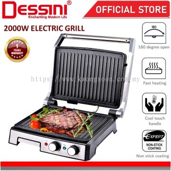 DESSINI ITALY 180° Open Double Sided Electric Pizza Panini Waffle Sandwich Maker Toaster BBQ Grill Non-Stick Baking Pan