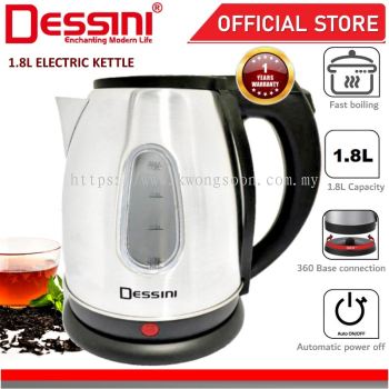 DESSINI ITALY 1.8L Stainless Steel Electric Kettle Auto Cut Off Boiler Jug Tea Maker Teapot Cerek